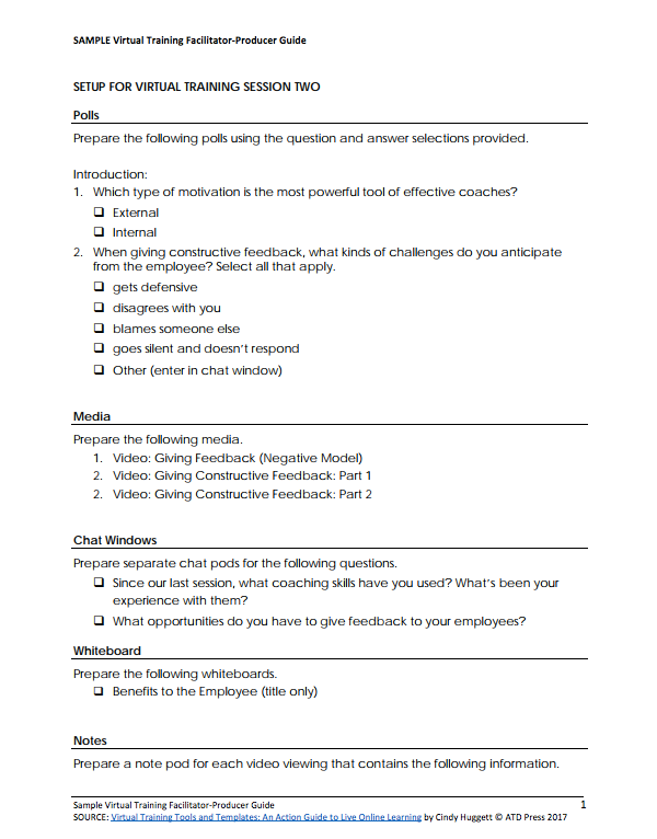 Figure 3-3 Sample Facilitator Guide | Cindy Huggett