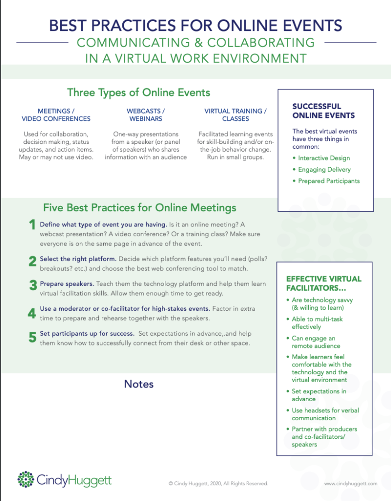 Best Practices for Online Events Cindy Huggett