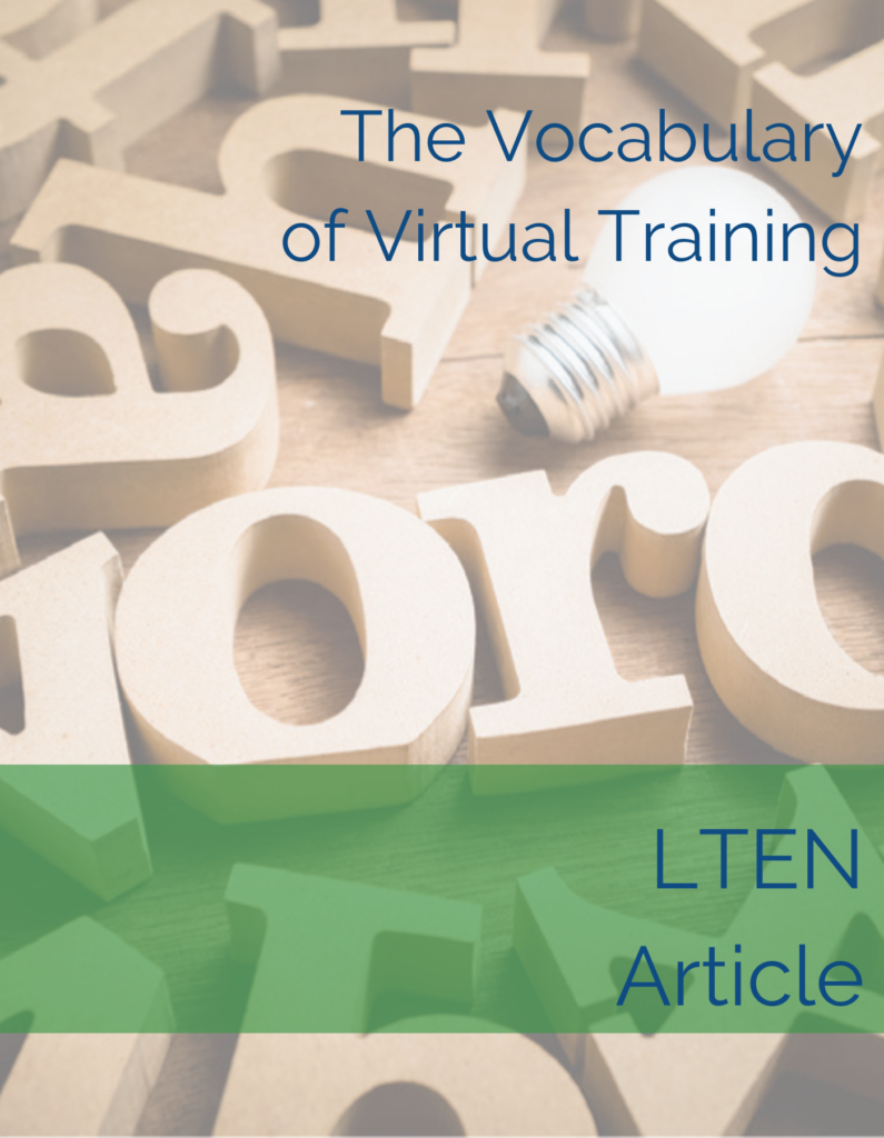 The Vocabulary of Virtual Training - Cindy Huggett